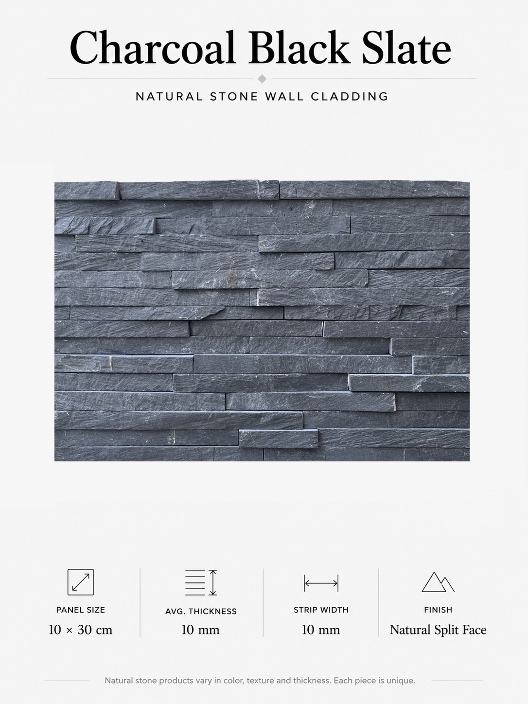 Charcoal black slate ledgestone wall cladding Thailand